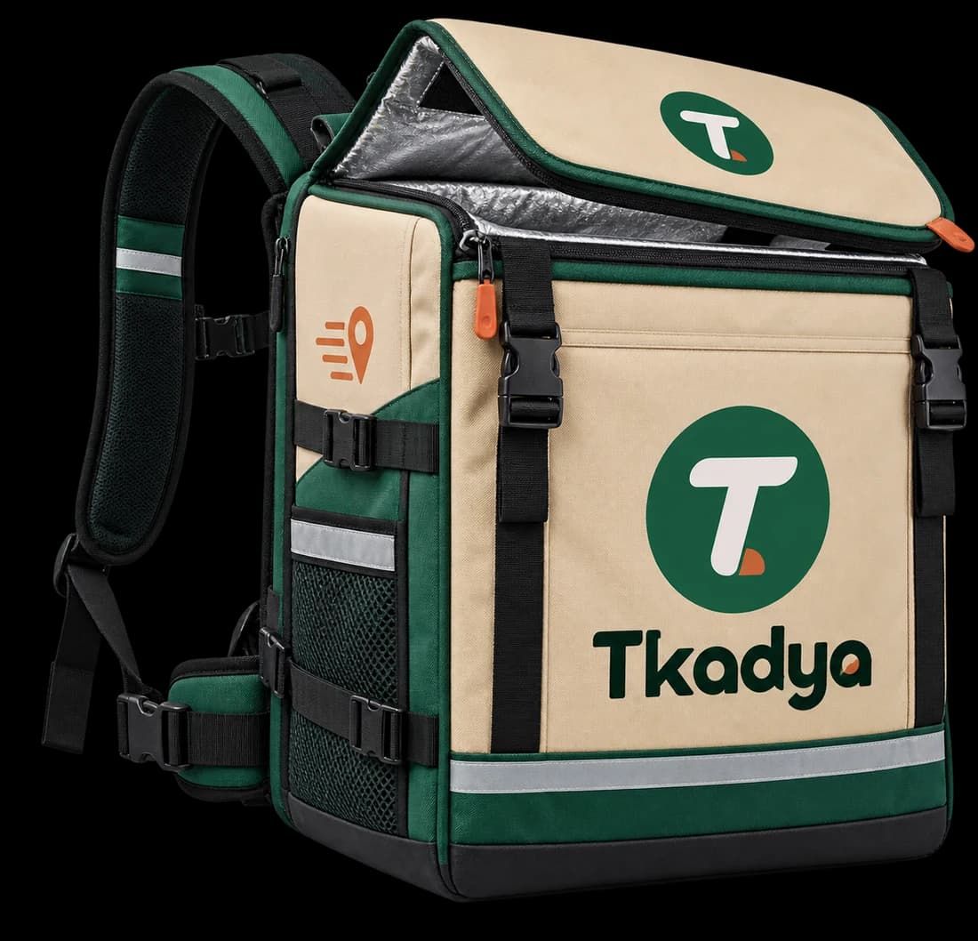 Le sac isotherme Tkadya, sable et vert, marqué du T